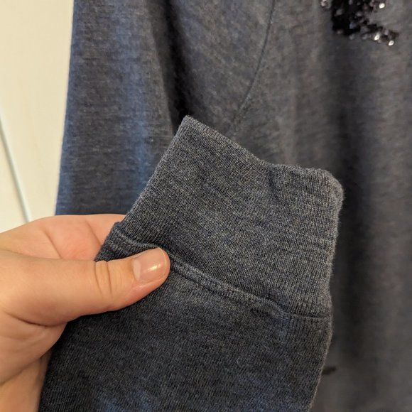 Anthropologie Leifnotes Navy Blue "Migrating Birds" Sequin Sweatshirt - Picture 6 of 11